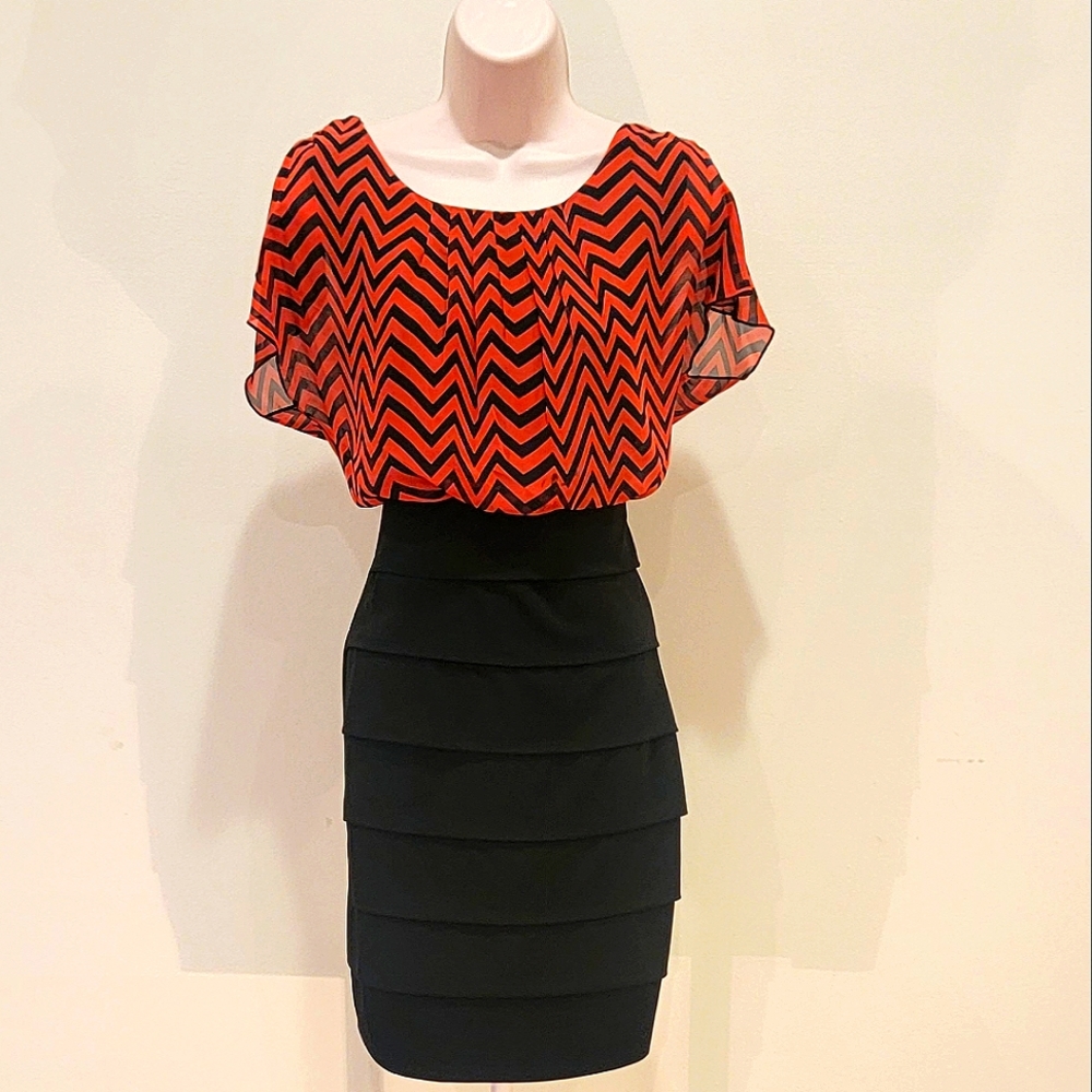 En Focus red and black dress